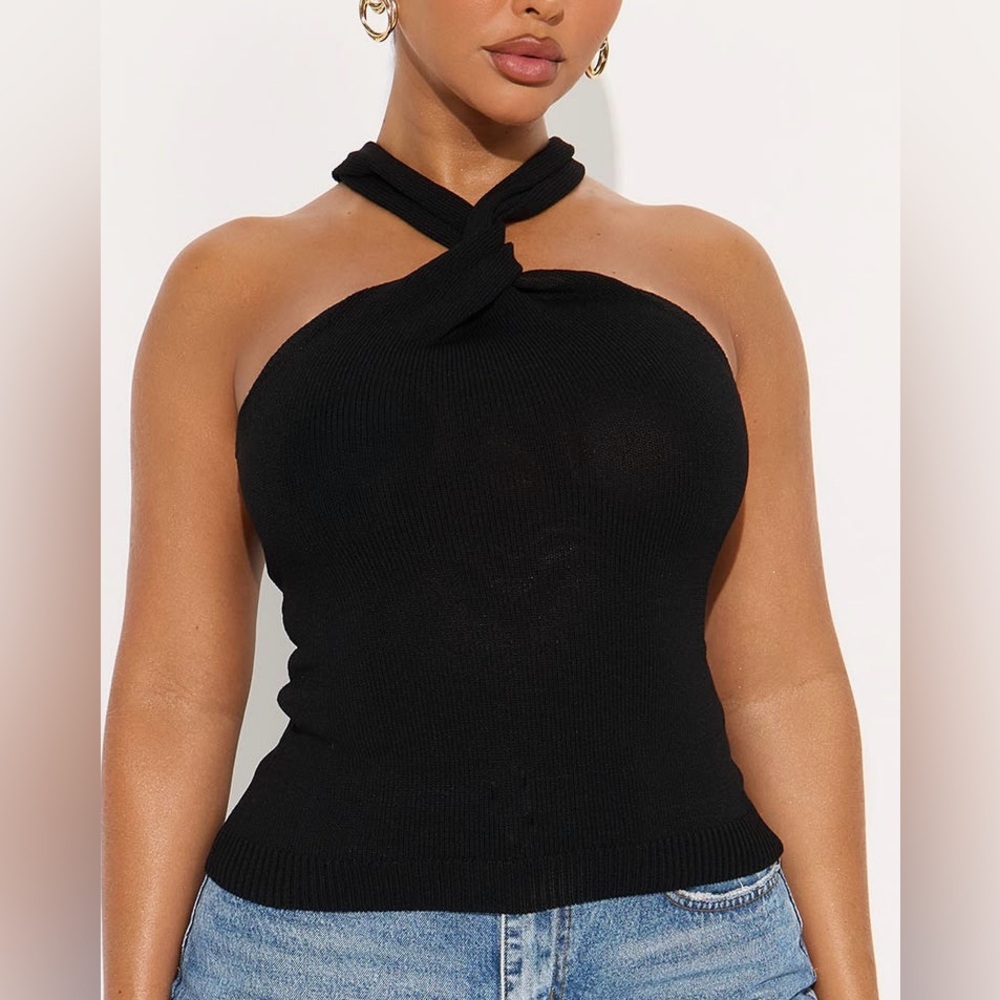 NWT Fashion Nova Black Twisted Sweater Top